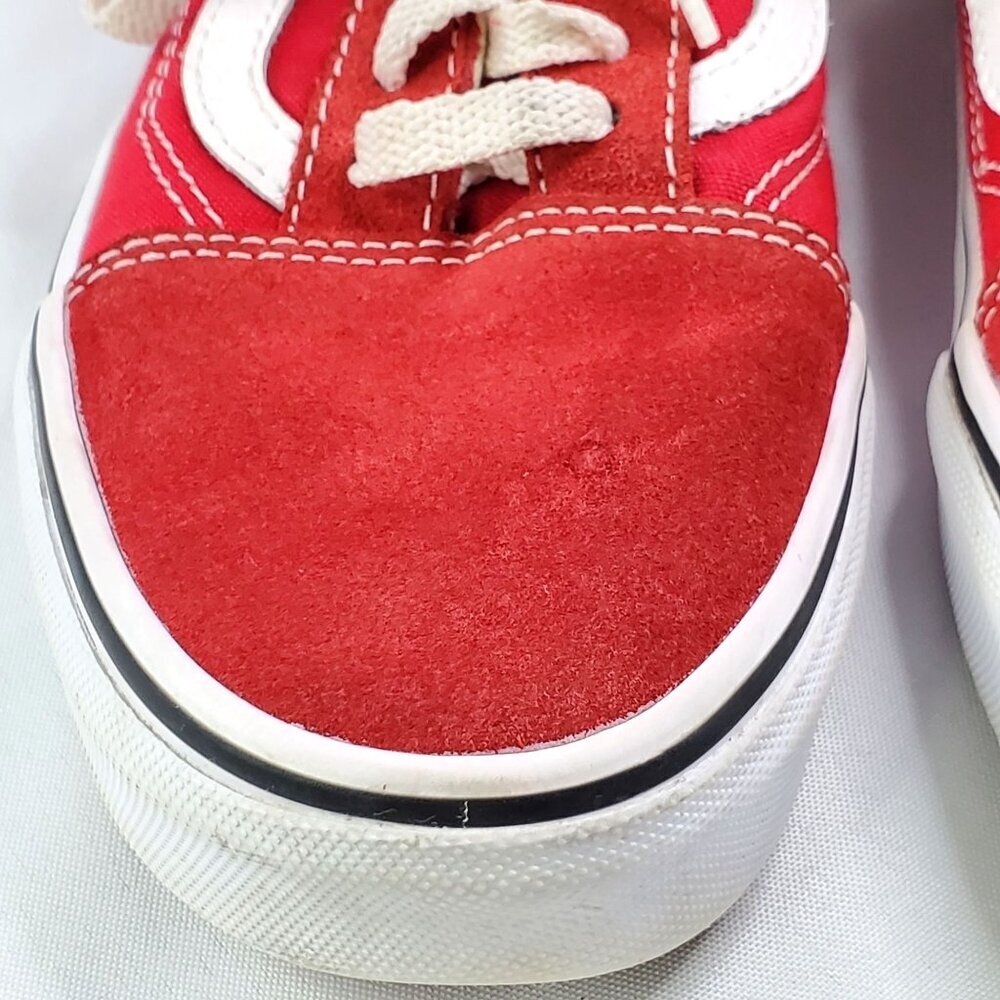 Vans Old Skool Suede Canvas Low-Top Skateboarding Sneakers in Classic Red/White - Picture 9 of 11